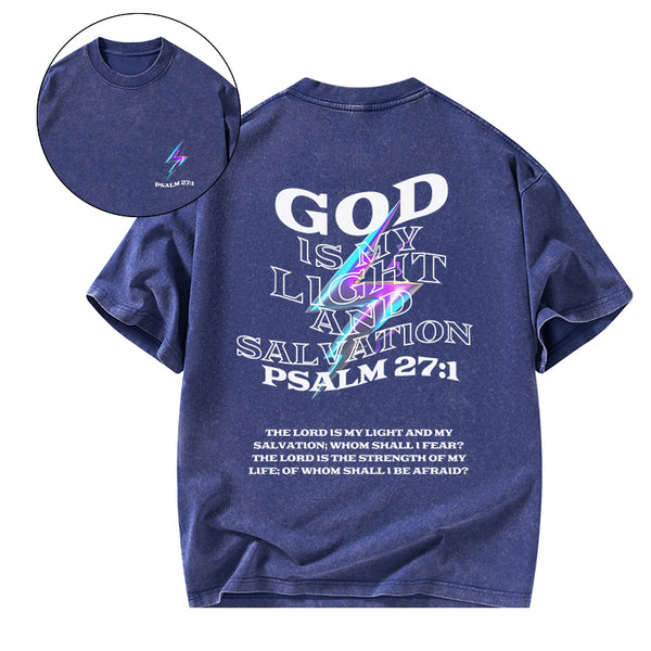 GC-WTSA0196 God Is My Light Chirstian Washed T-Shirt