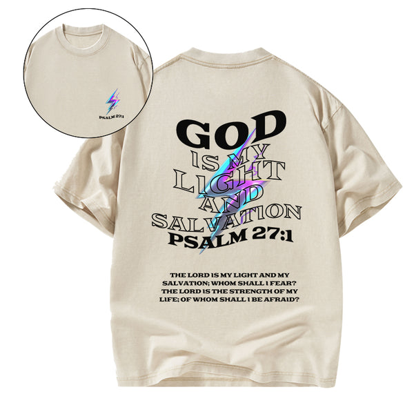 GC-WTSA0196 God Is My Light Chirstian Washed T-Shirt