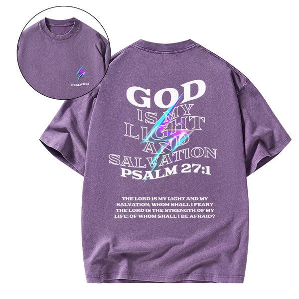 GC-WTSA0196 God Is My Light Chirstian Washed T-Shirt