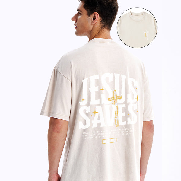 GC-WTSA0276 Jesus Saves Christian Washed T-Shirt