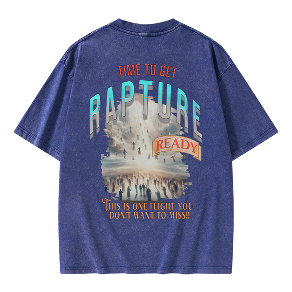 GC-WTSA0320 Time To Get Rapture Chirstian Washed T-Shirt