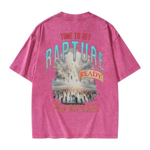 GC-WTSA0320 Time To Get Rapture Chirstian Washed T-Shirt