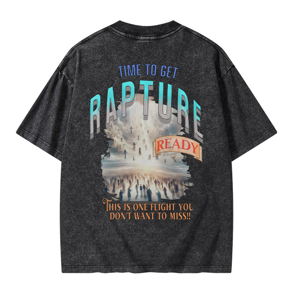 GC-WTSA0320 Time To Get Rapture Chirstian Washed T-Shirt