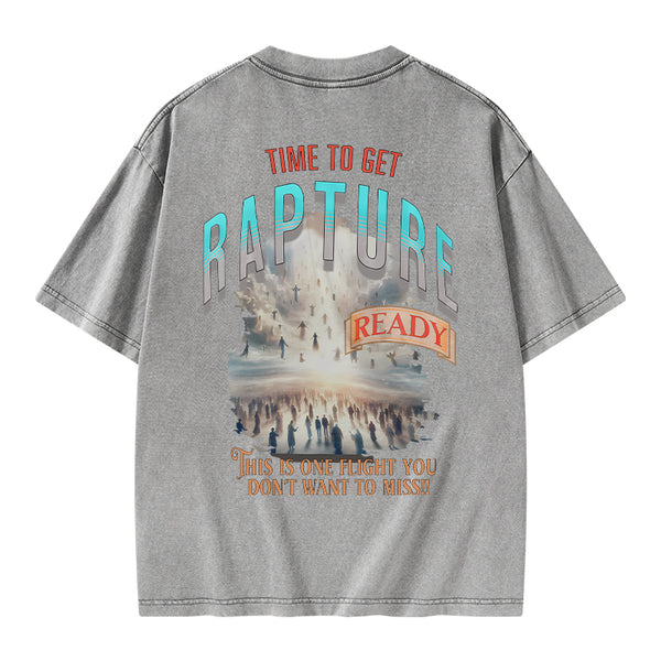 GC-WTSA0320 Time To Get Rapture Chirstian Washed T-Shirt