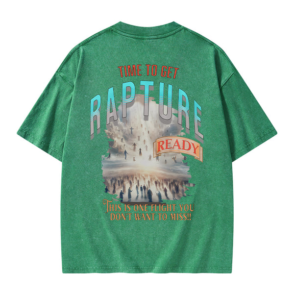 GC-WTSA0320 Time To Get Rapture Chirstian Washed T-Shirt