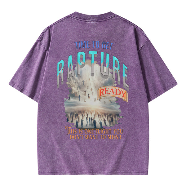 GC-WTSA0320 Time To Get Rapture Chirstian Washed T-Shirt