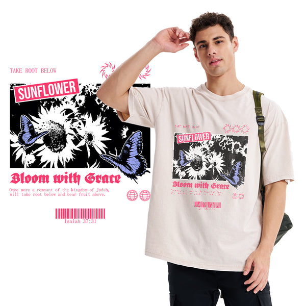 GC-WTSA0453 Bloom With Grace Christian Washed T-Shirt