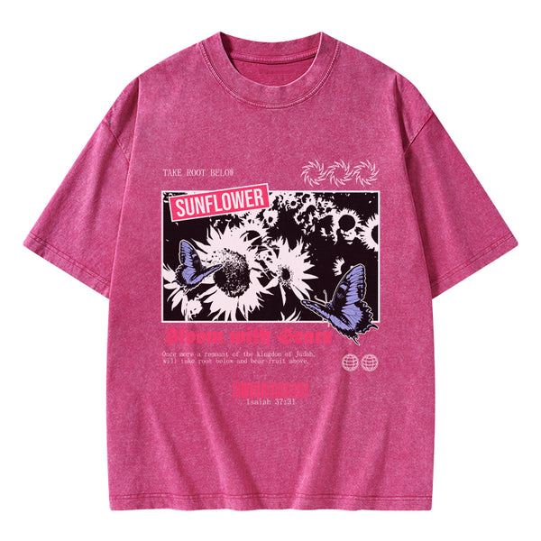 GC-WTSA0453 Bloom With Grace Christian Washed T-Shirt