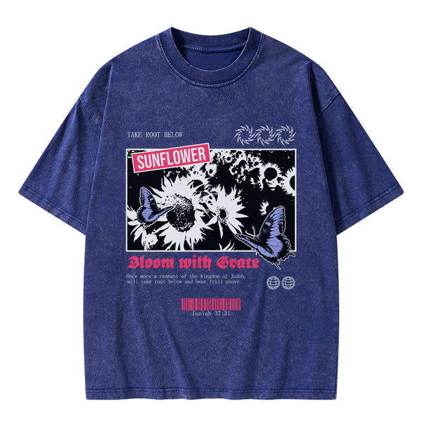 GC-WTSA0453 Bloom With Grace Christian Washed T-Shirt