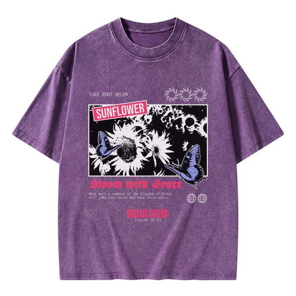 GC-WTSA0453 Bloom With Grace Christian Washed T-Shirt