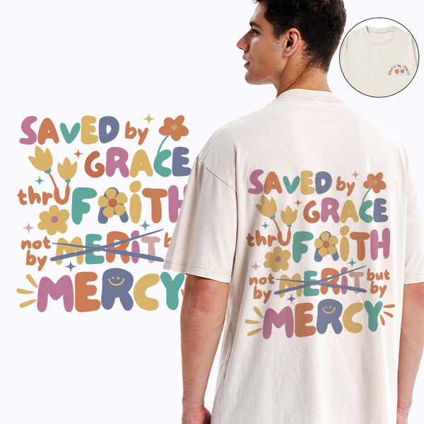 GC-WTSA0462 Saved By Grace Christian Washed T-Shirt