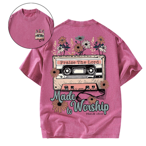 GC-WTSA0491 Made To Worship Christian Washed T-Shirt