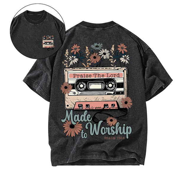 GC-WTSA0491 Made To Worship Christian Washed T-Shirt