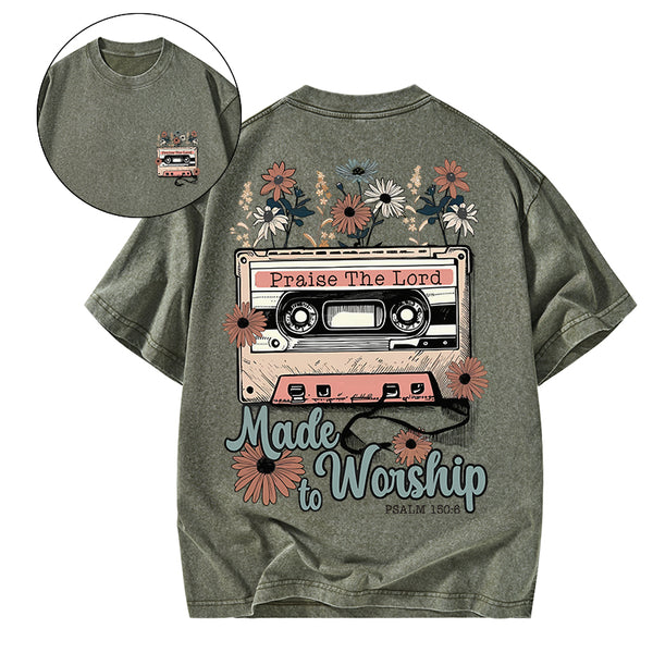 GC-WTSA0491 Made To Worship Christian Washed T-Shirt