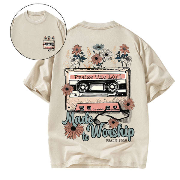 GC-WTSA0491 Made To Worship Christian Washed T-Shirt