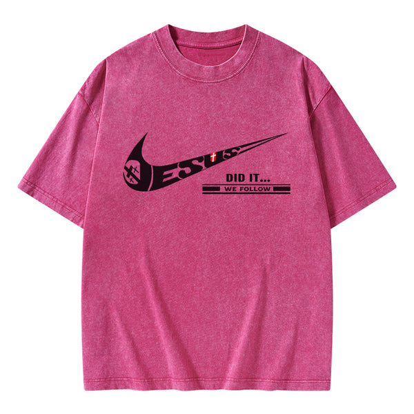 GC-WTSA0556 Jesus Did It Christian Washed T-Shirt