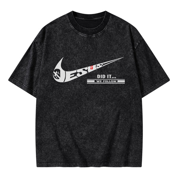 GC-WTSA0556 Jesus Did It Christian Washed T-Shirt