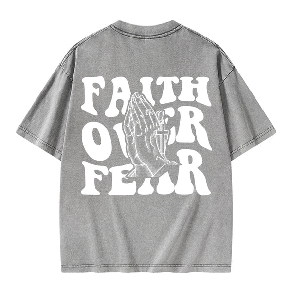 Faith Over Fear Christian Washed T-Shirt