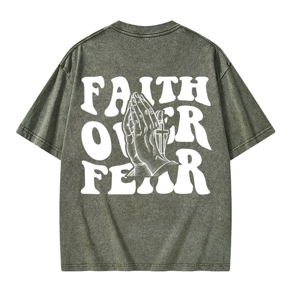 Faith Over Fear Christian Washed T-Shirt