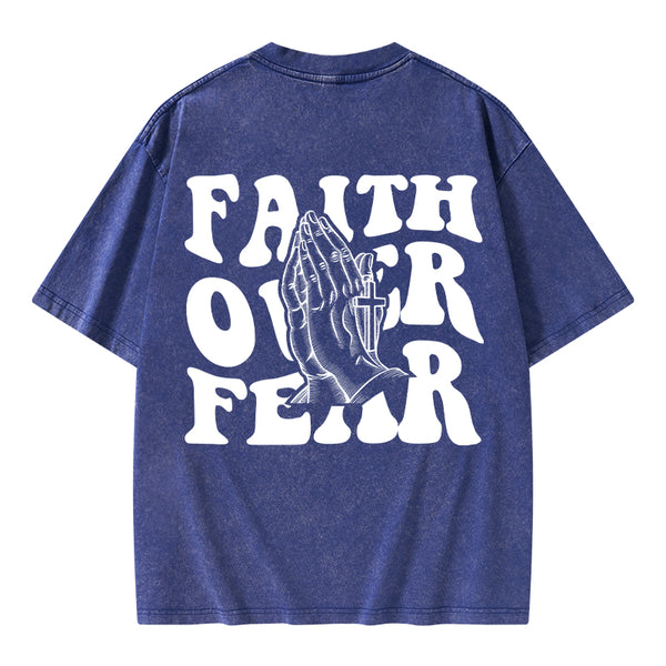 Faith Over Fear Christian Washed T-Shirt