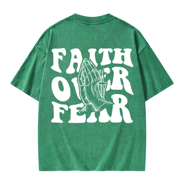 Faith Over Fear Christian Washed T-Shirt
