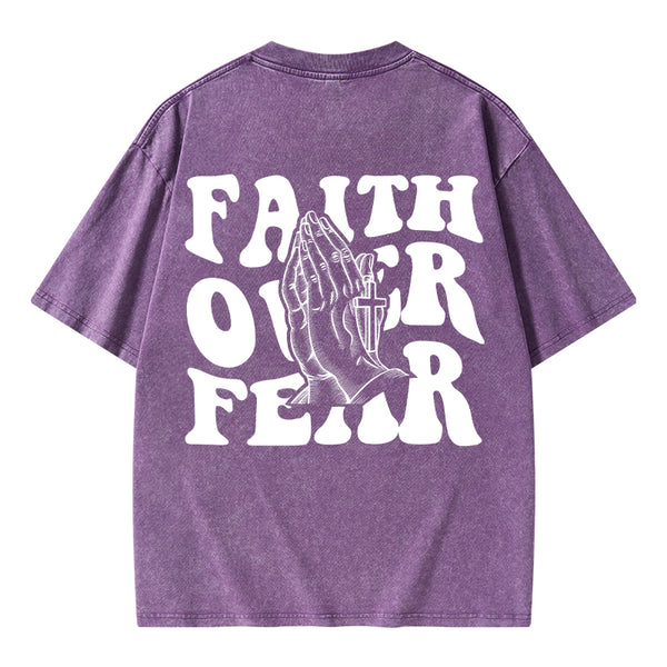 Faith Over Fear Christian Washed T-Shirt
