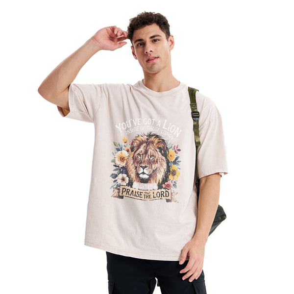 GC-WTSA0609 You've Got A Lion Inside Of Those Lungs Christian Washed T-Shirt