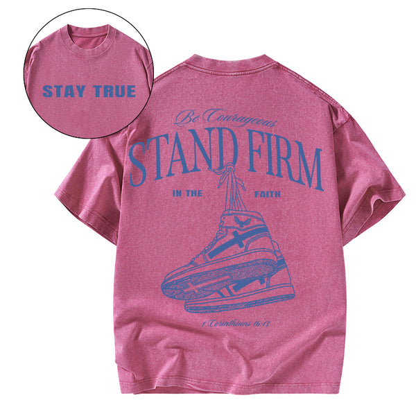 GC-WTSA0769 Stand Firm Christian Washed T-Shirt
