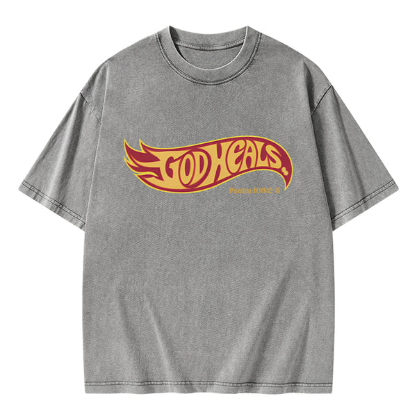 GC-WTSA0806 God Heals Christian Washed T-Shirt