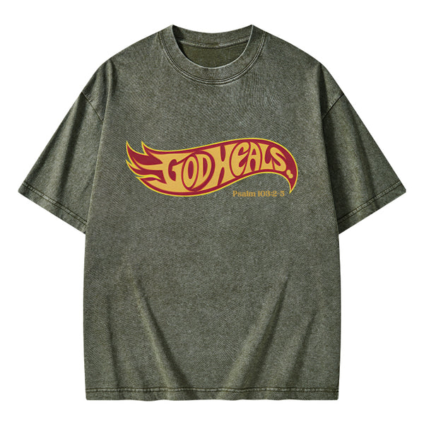 GC-WTSA0806 God Heals Christian Washed T-Shirt