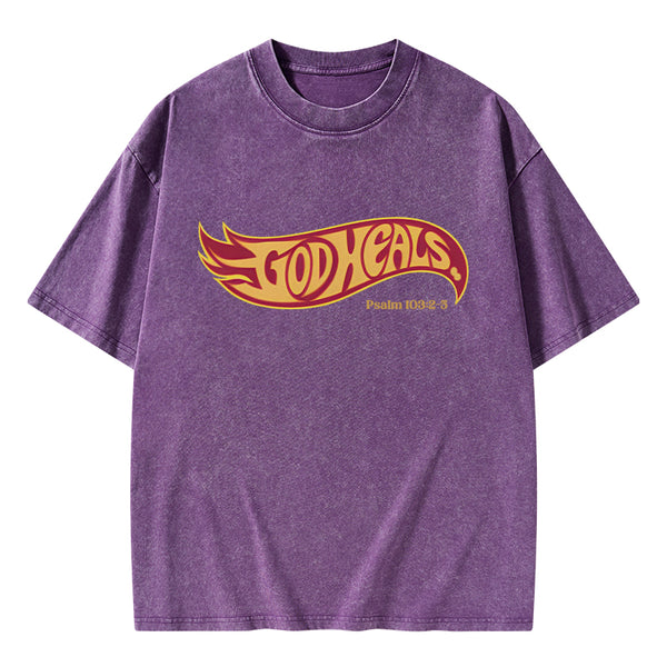 GC-WTSA0806 God Heals Christian Washed T-Shirt