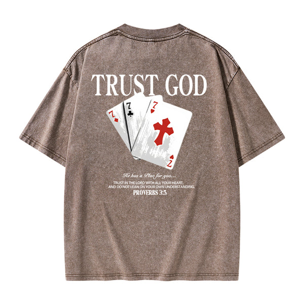GC-WTSA0815 Trust God Christian Washed T-Shirt