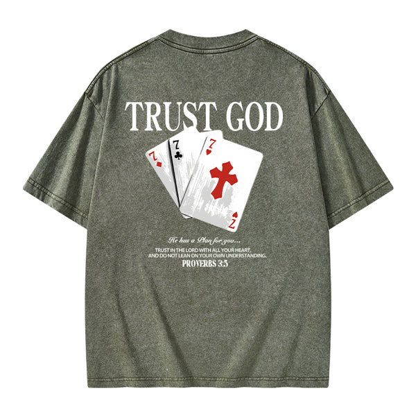 GC-WTSA0815 Trust God Christian Washed T-Shirt