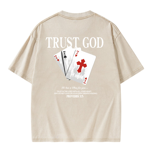 GC-WTSA0815 Trust God Christian Washed T-Shirt