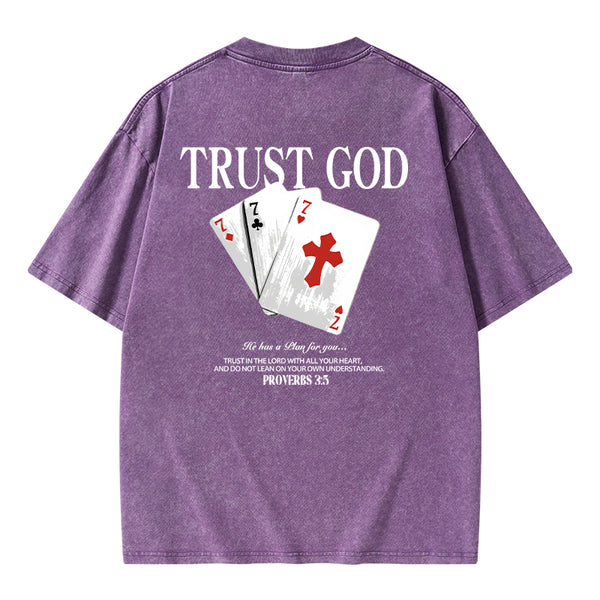 GC-WTSA0815 Trust God Christian Washed T-Shirt