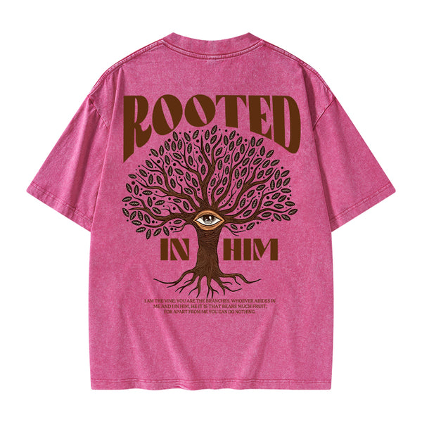 GC-WTSA0829 Rooted In Him Christian Washed T-Shirt
