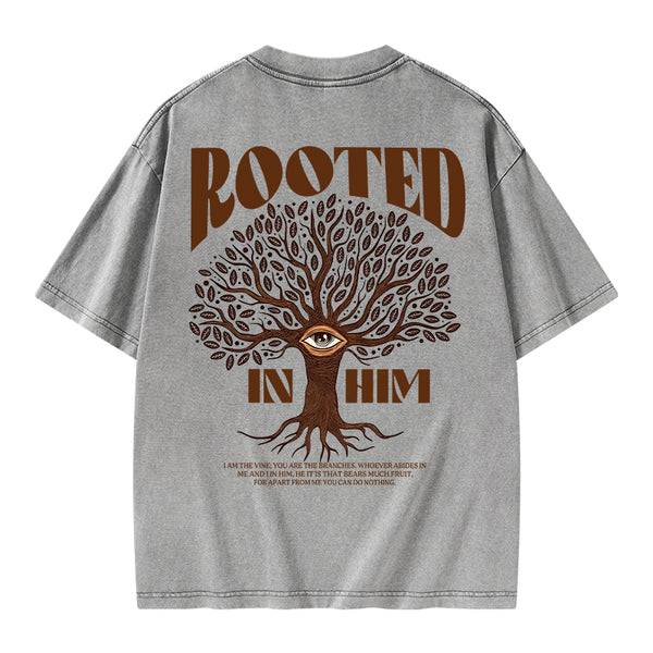 GC-WTSA0829 Rooted In Him Christian Washed T-Shirt