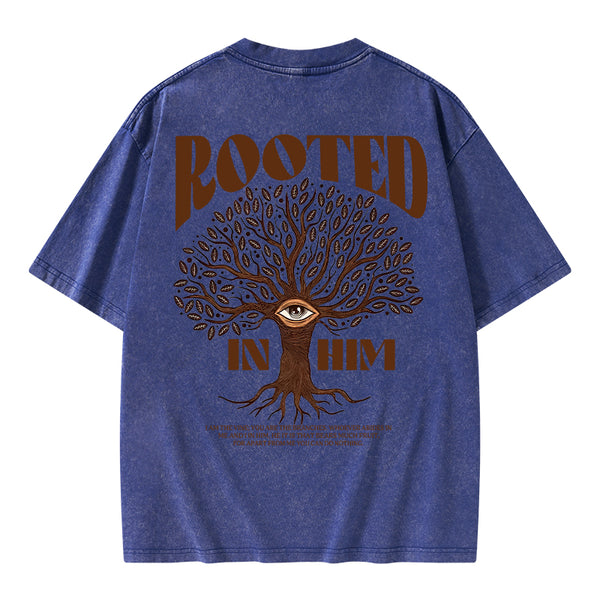 GC-WTSA0829 Rooted In Him Christian Washed T-Shirt