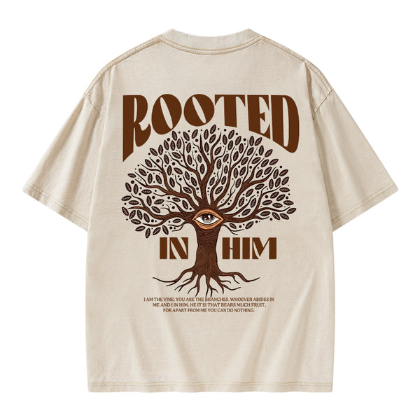 GC-WTSA0829 Rooted In Him Christian Washed T-Shirt