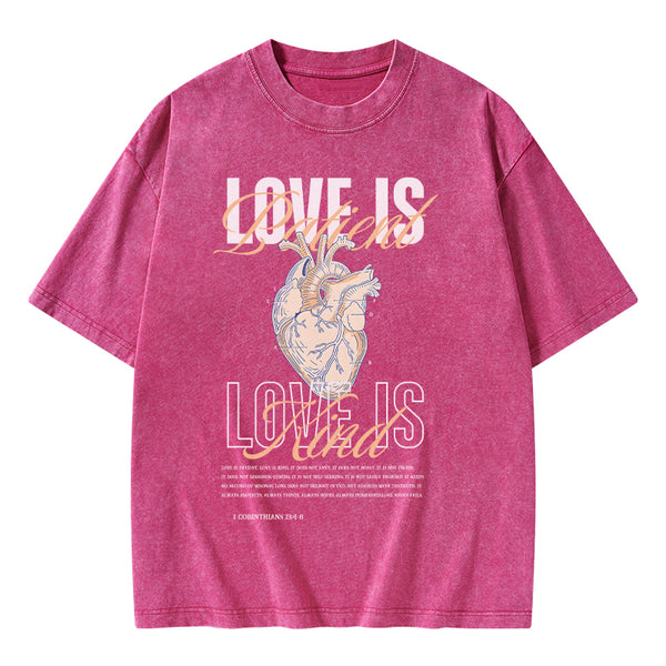 GC-WTSA0847 Love Is Patient Christian Washed T-Shirt