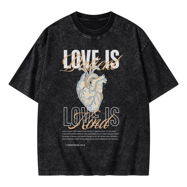GC-WTSA0847 Love Is Patient Christian Washed T-Shirt