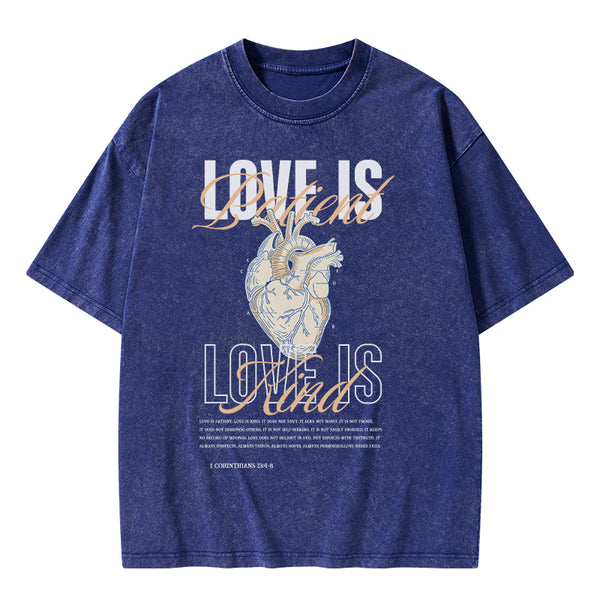 GC-WTSA0847 Love Is Patient Christian Washed T-Shirt