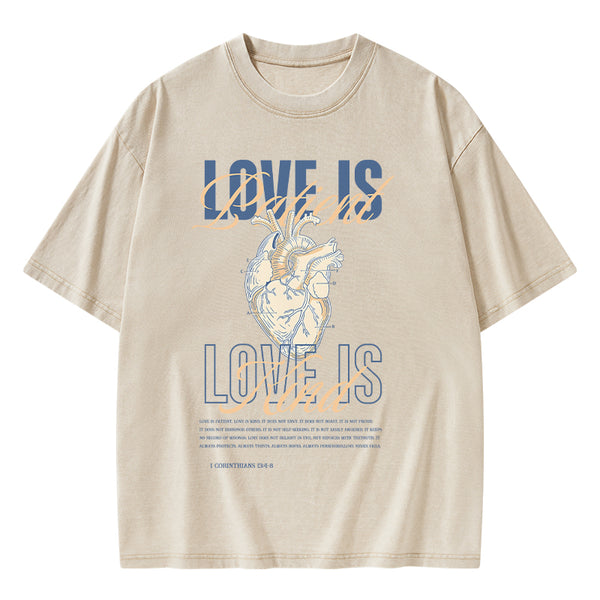 GC-WTSA0847 Love Is Patient Christian Washed T-Shirt