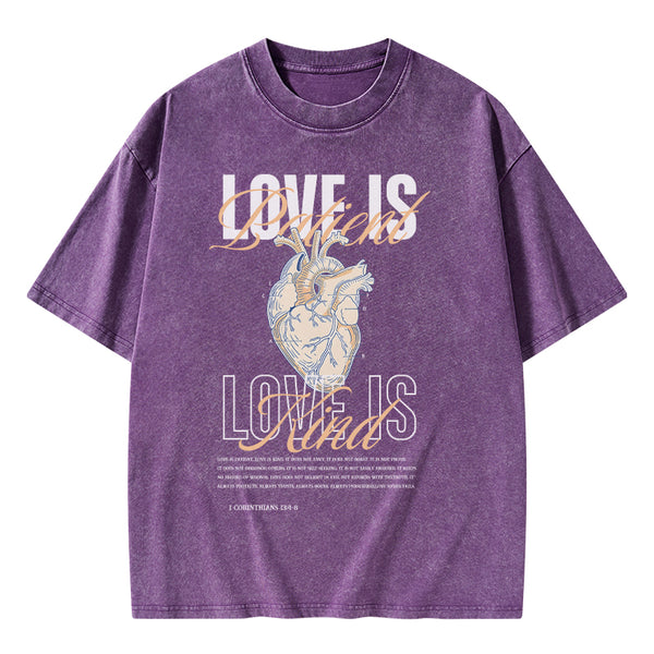 GC-WTSA0847 Love Is Patient Christian Washed T-Shirt