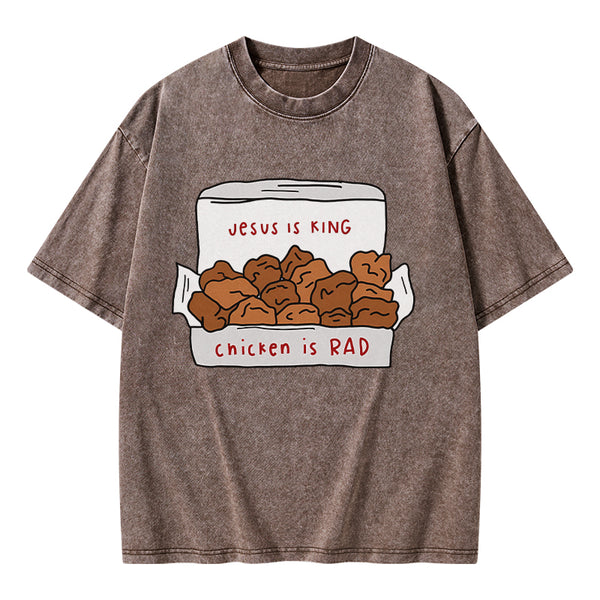 GC-WTSA0918 Jesus Is King Christian Washed T-Shirt