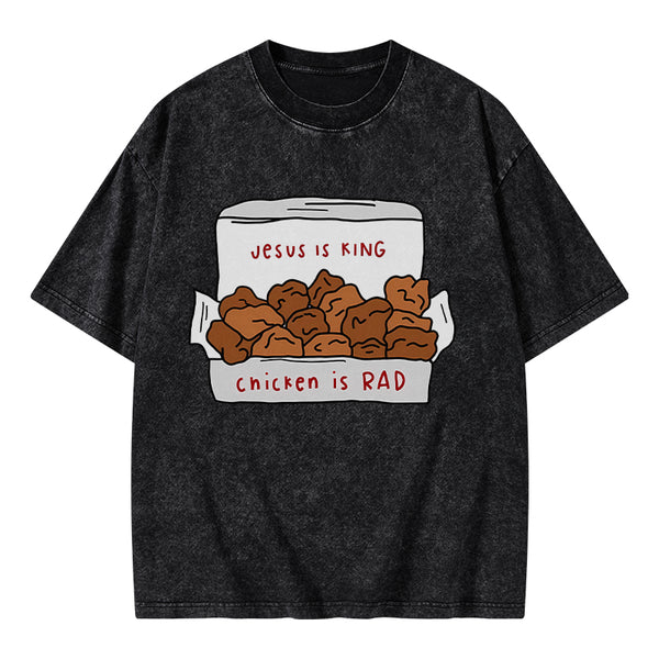 GC-WTSA0918 Jesus Is King Christian Washed T-Shirt