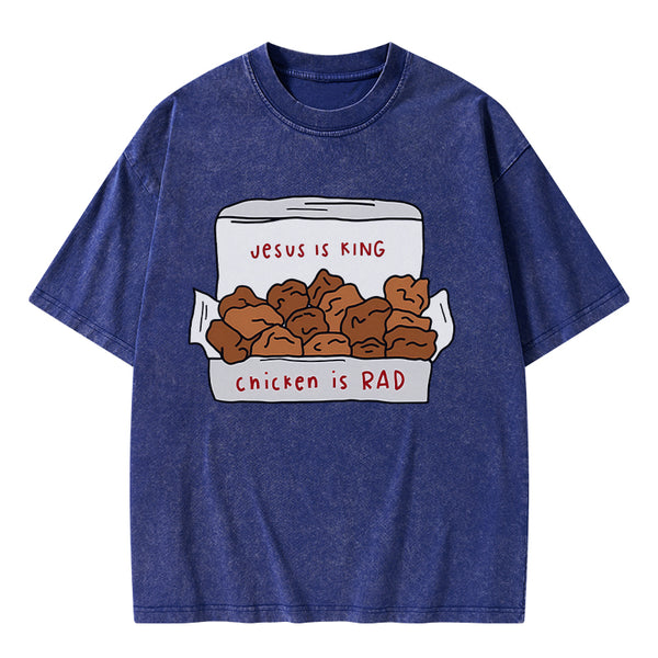 GC-WTSA0918 Jesus Is King Christian Washed T-Shirt