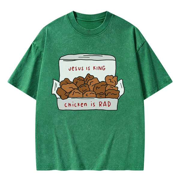 GC-WTSA0918 Jesus Is King Christian Washed T-Shirt