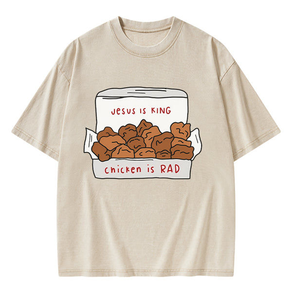 GC-WTSA0918 Jesus Is King Christian Washed T-Shirt