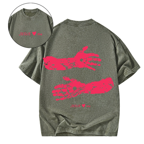 Jesus Loves Me Christian Washed T-Shirt